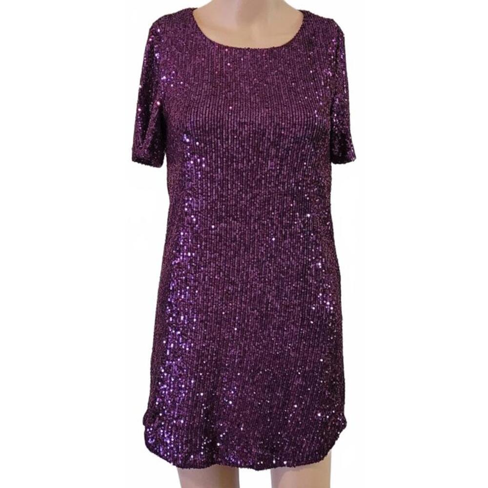 Steve Madden Women's Marcella Sequin Party Fashion Sexy T-Shirt Mini Dress Sz XS